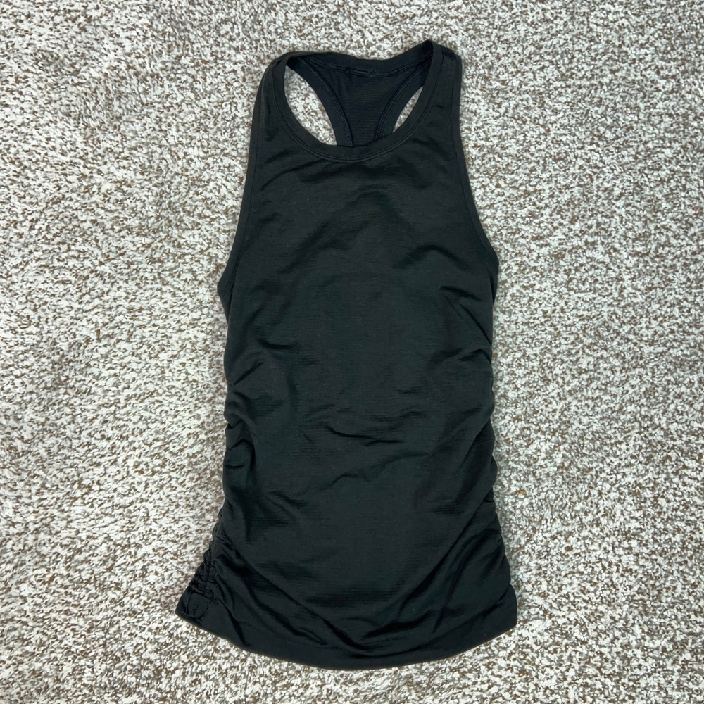 Lululemon Tank Top Womens Small Black Athletic Ruched Racerback Gym Shirt Yoga